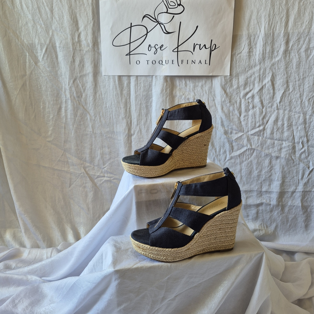Navy Blue Wedge Sandals